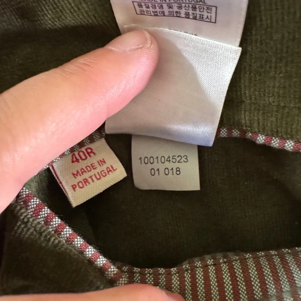 Brooks Brothers Red Fleece Sport Coat Mens 40R Corduroy Slim Olive Green Blazer